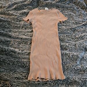 NWOT tan ribbed super stretchy body con dress